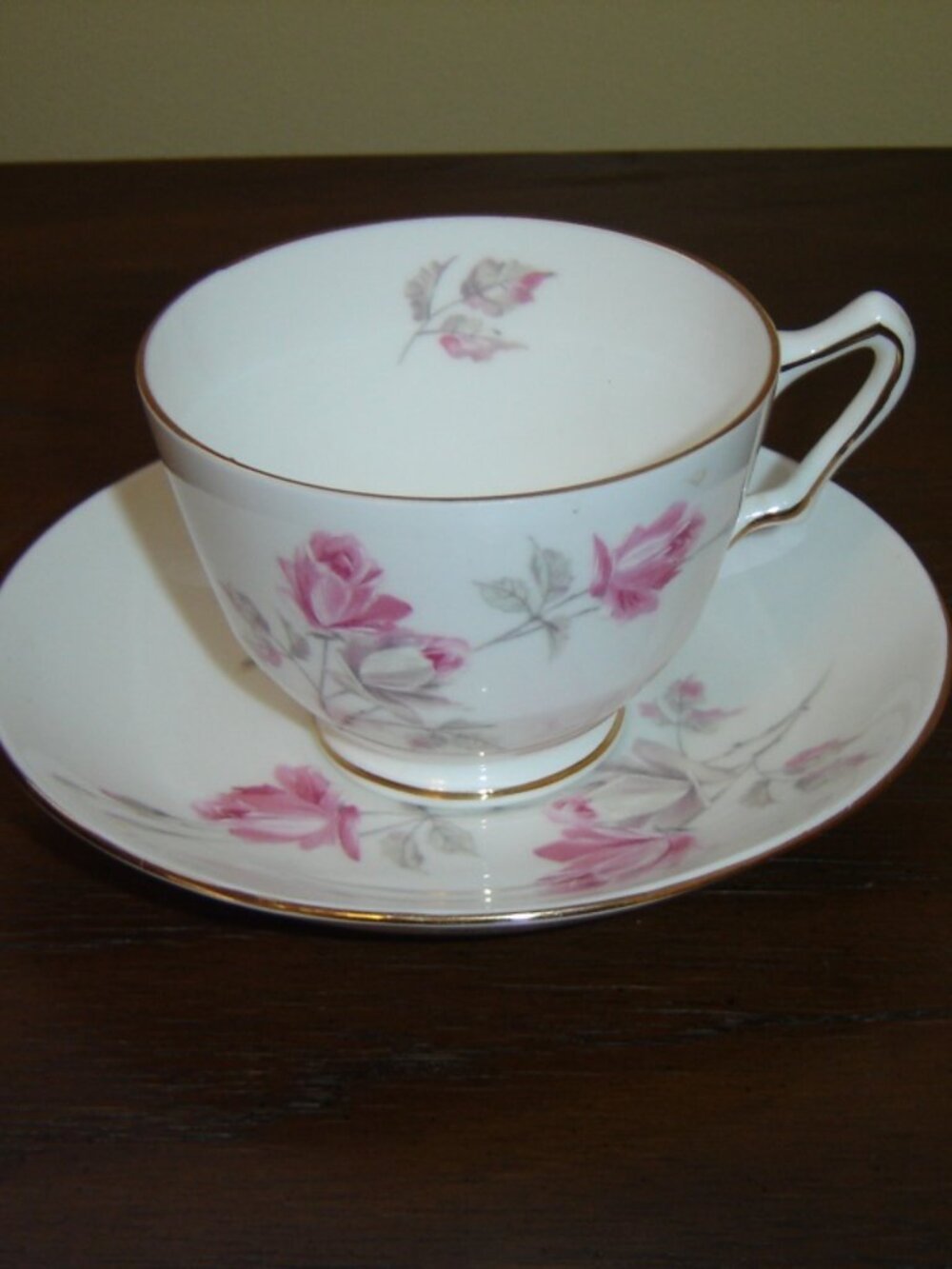 Crown Staffordshire English Rose cup and saucer near mint condition